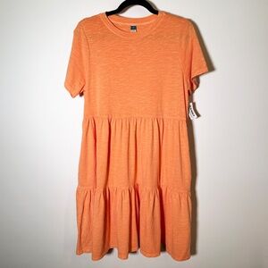 Old Navy - Tiered Mini Swing Dress • Size M • Light Orange • Cotton Slub - NWT